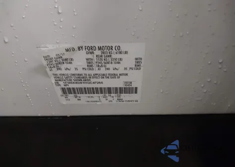 2017 Ford Explorer Xlt z USA, uszkodzony, nr VIN 1FM5K8D81HGC47265